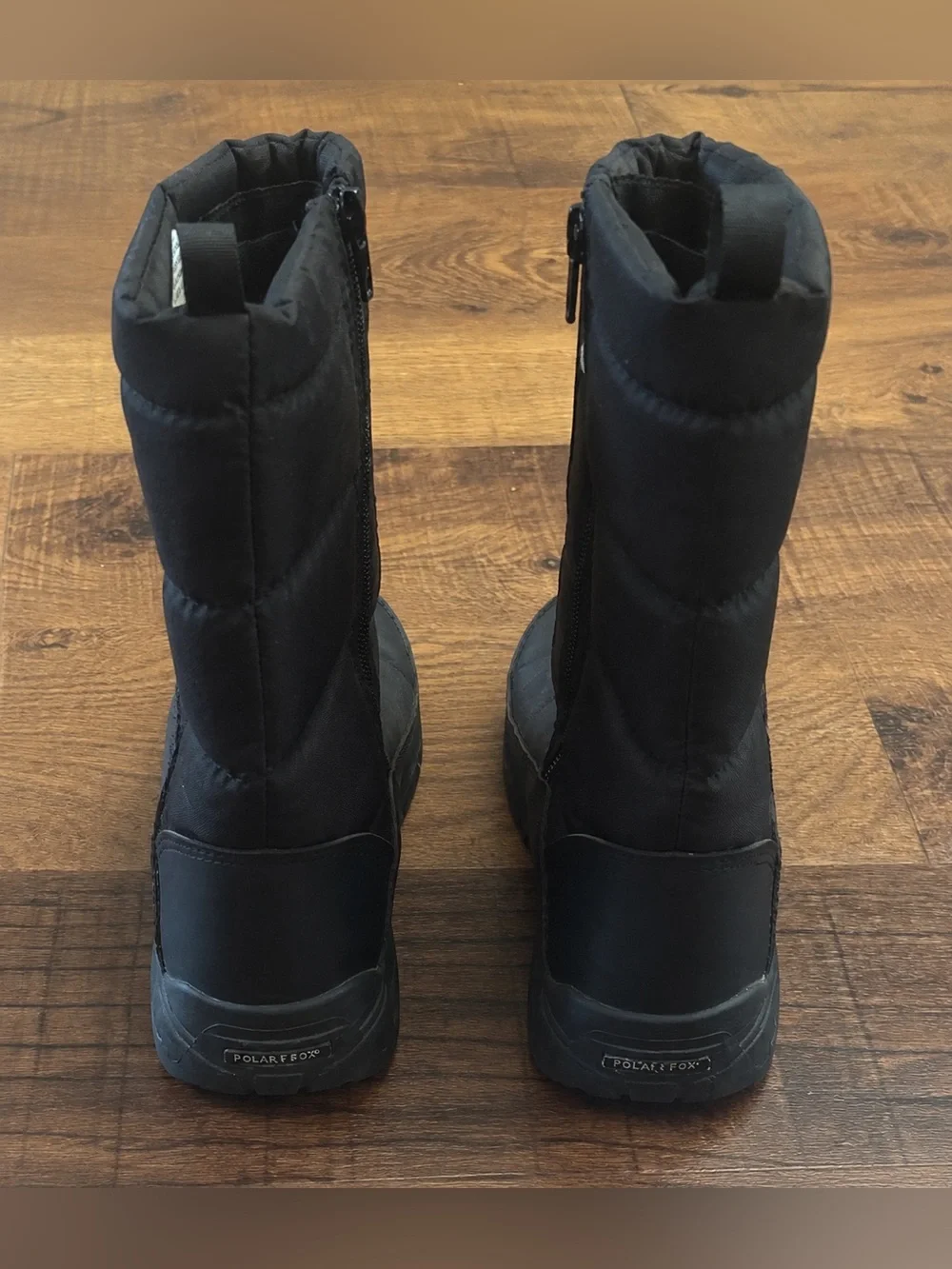 Polaredge boy youth big kids Black Zip winter snow boots  quilted Sz 6 black